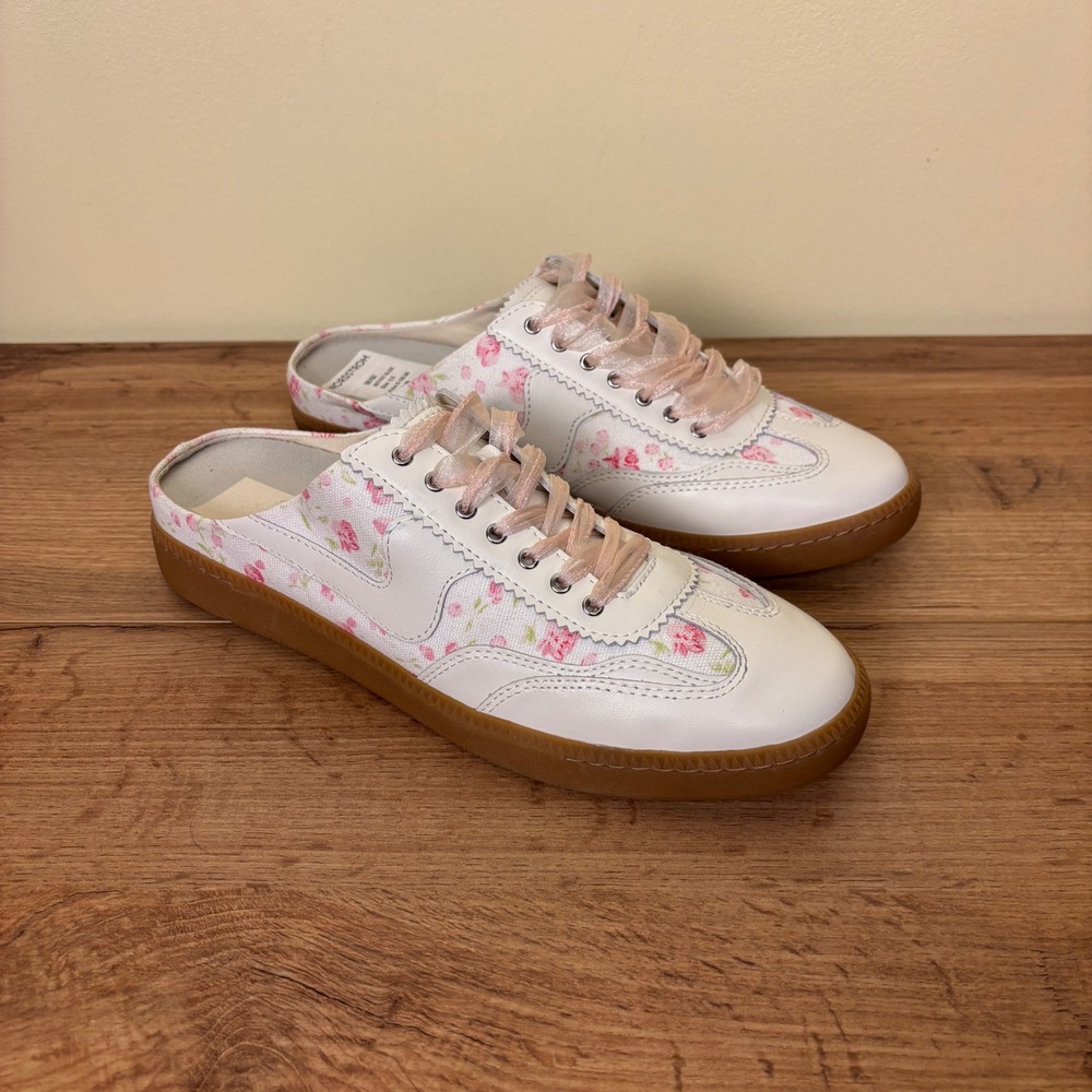 Dolce Vita Notice Mule Sneaker Pink Floral Leather Women Size 9 Casual Lace Up
